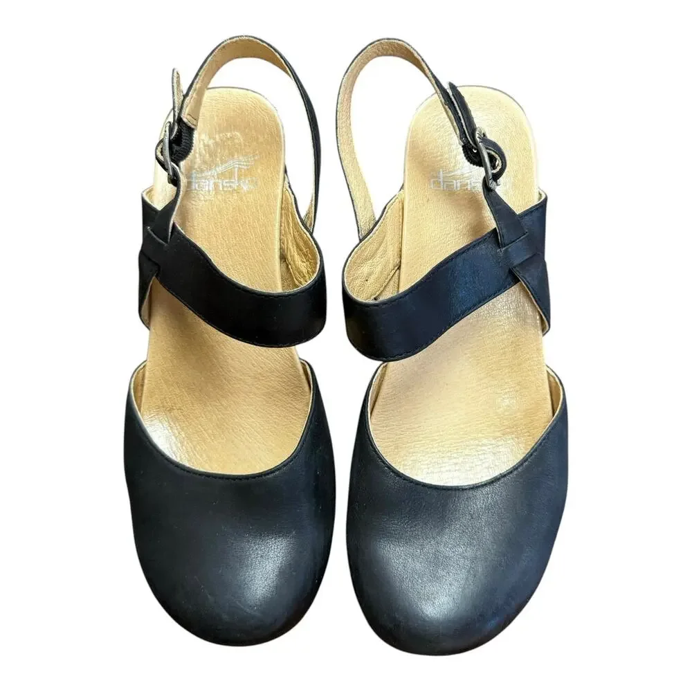 Dansko Black Leather Open-Back Clogs | EU 36 / US Women’s 5.5-6